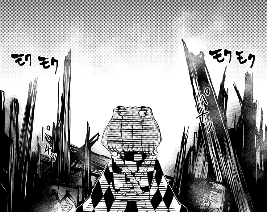 燃えている鈴奈庵を見つめる小鈴ちゃん